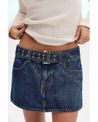 Levi's - Belted Denim Mini Skirt - Lyst