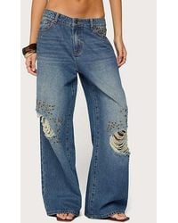 Edikted - Eunia Studded Low Rise Baggy Jeans - Lyst
