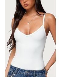 Edikted - Teaghan V Neck Fitted Bodysuit - Lyst
