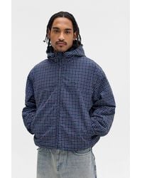 Temp Surf Co - Uo Exclusive Navy Check Windbreaker Jacket - Lyst