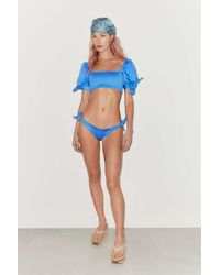 Agua Bendita Eileen Short Sleeve Bikini Top - Blue