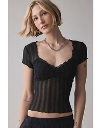Kimchi Blue - Anabella Textured Sheer Mesh Lettuce-Edge Top - Lyst