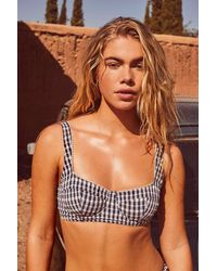 Out From Under - Navy Gingham Bikini Top - Lyst