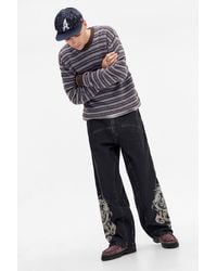 Ed Hardy - Uo Exclusive Black Panelled Jeans - Lyst