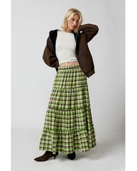 Urban Renewal - Remnants Flannel Tiered Maxi Skirt - Lyst