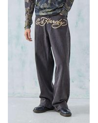 Ed Hardy - Uo exclusive - jeans mit markentypischem logo in grau - Lyst