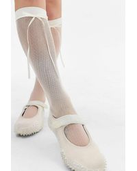 Out From Under - Stripe Satin Bow Knee High Socks - Lyst