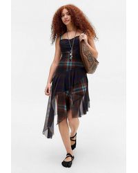 BDG - Bertha Check Slit Mesh Mini Dress - Lyst