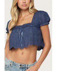 Edikted - Joeli Cotton Eyelet Crop Top - Lyst