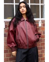BDG - Fern Faux Leather Bomber Jacket Xs At Urban Outfitters - Lyst