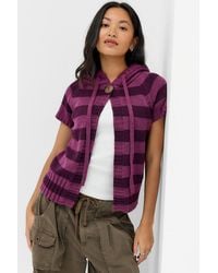 BDG - Short Sleeve Knit Hoodie Xs At Urban Outfitters - Lyst