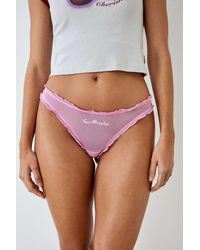 Out From Under - Heartbreaker Embroidered Mesh Thong - Lyst