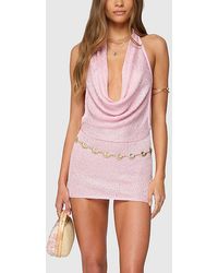 Edikted - Cowl Neck Backless Knit Mini Dress - Lyst