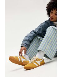 Gola - Yellow & White Elan Suede Trainers - Lyst