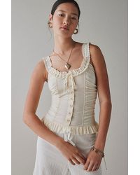 Kimchi Blue - Aimee Ruffle Button-Front Corset Tank Top - Lyst