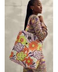 Urban Outfitters Uo Retro Floral Corduroy Tote Bag - Orange