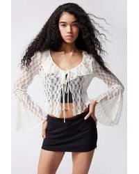 Urban Outfitters Uo Gossamer Crochet Flyaway Top - White