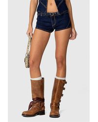 Edikted - Ciel Low Rise Denim Micro Shorts - Lyst