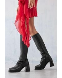 Urban Outfitters - Uo Bella Black Knee High Leather Boots - Lyst