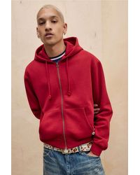 Champion - Uo Exclusive Bordeaux Washed Zip-through Hoodie - Lyst