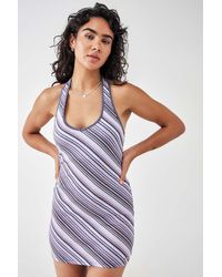 BDG - Purple Stripe Halterneck Mini Dress - Lyst