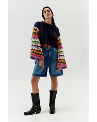 Urban Renewal - Remade Crochet Bell Sleeve Cropped Sweater - Lyst