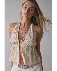 Urban Outfitters - Uo Carmellia Embellished Split-Front Flyaway Halter Top - Lyst