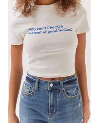 Urban Outfitters Uo Why Can't I Baby Tee - Blue