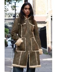 Urban Outfitters - Uo Alyssa Fur Trim Hooded Midi Coat Jacket - Lyst