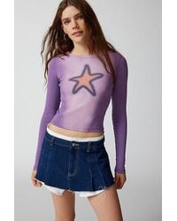 Urban Outfitters - Star Icon Acid Washed Long Sleeve Baby Tee - Lyst