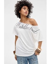 Urban Outfitters - Uo Intellectual Slub Off The Shoulder T-shirt - Lyst