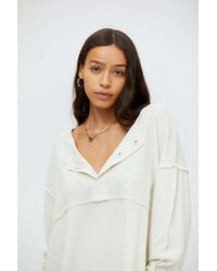 Urban Outfitters Uo Freddie Henley Tunic Top - White