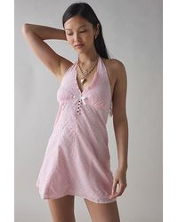 Kimchi Blue - Charlie Eyelet Lace Halter Mini Dress - Lyst