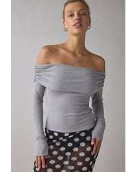 Kimchi Blue - Lily Ruched Foldover Off-The-Shoulder Knit Top - Lyst