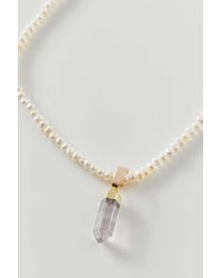 Urban Outfitters Genuine Stone Pearl Necklace - Purple