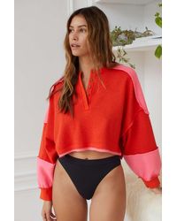 Out From Under Mel Pieced And Seamed Sweatshirt - Orange