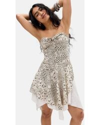 Urban Outfitters - Uo Printed Bandeau Hanky Hem Mini Dress - Lyst