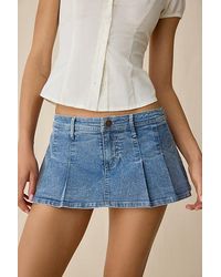 BDG - Bad Influence Pleated Low-Rise Denim Mini Skort - Lyst