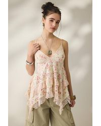Kimchi Blue - Asterid Lace Trim Asymmetric Babydoll Cami - Lyst