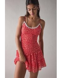 Kimchi Blue - Cleo Lace Trim Chiffon Slip Mini Dress - Lyst
