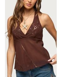 Edikted - Lani Sequin Bead Chiffon Halter Top - Lyst