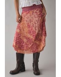 Kimchi Blue - Ethereal Lace Trim Semi-Sheer Mesh Midi Skirt - Lyst