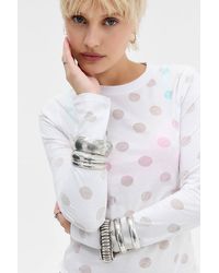 Jaded London - Aerea Burnout Polkadot Long Sleeve Mist Top - Lyst