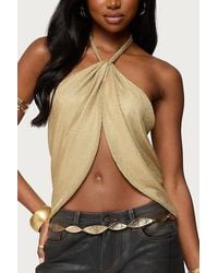 Edikted - Stasia Sparkly Knit Split Front Top - Lyst