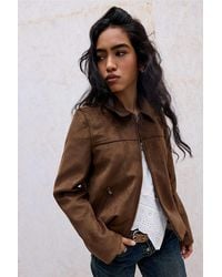 BDG - Zip-through Faux Suede Jacket - Lyst