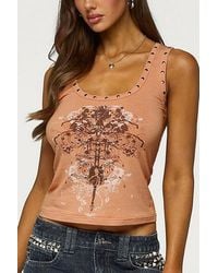 Edikted - Demea Studded Graphic Tank Top - Lyst