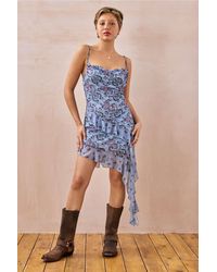 Urban Outfitters - Uo Zoey Paisley Asymmetrical Mini Dress - Lyst