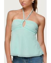 Edikted - Sequin Chiffon Keyhole Halter Top - Lyst