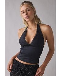 Urban Outfitters - Uo Luna Mixed Lace Trim Plunge Halter Top - Lyst
