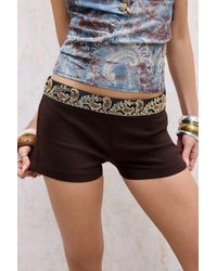 Motel - Chocolate Belvani Sequin Micro Shorts - Lyst
